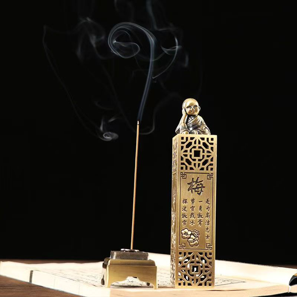 Home Fragrance Zen - 新しい縦型線香立て、室内禅用白檀箱、携帯用金属製中空香炉、家庭用フレグランス香立て