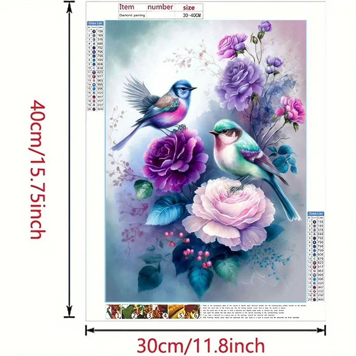 Home Fragrance Set - 鳥のさえずりと花の香りをモチーフにしたダイヤモンドペインティングセット、DIY大人用フルダイヤモンドホームデコレーション、大人用、フレームレスアートクラフト