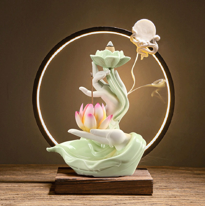 Home Fragrance Zen - 陶器紫砂逆流香炉禅仏教手作りクリエイティブホームフレグランスストーブ香挿しプレートアクセサリー