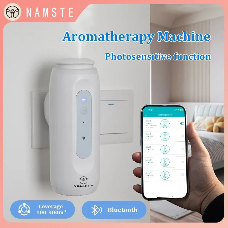 Home Fragrance Flowers - Namste-ポータブルスマートディフューザー、Bluetoothソケットスタイル、自動ナイトライト、アロマオイル、エッセンシャルオイル、オフィス、家庭、芳香剤、300m ³