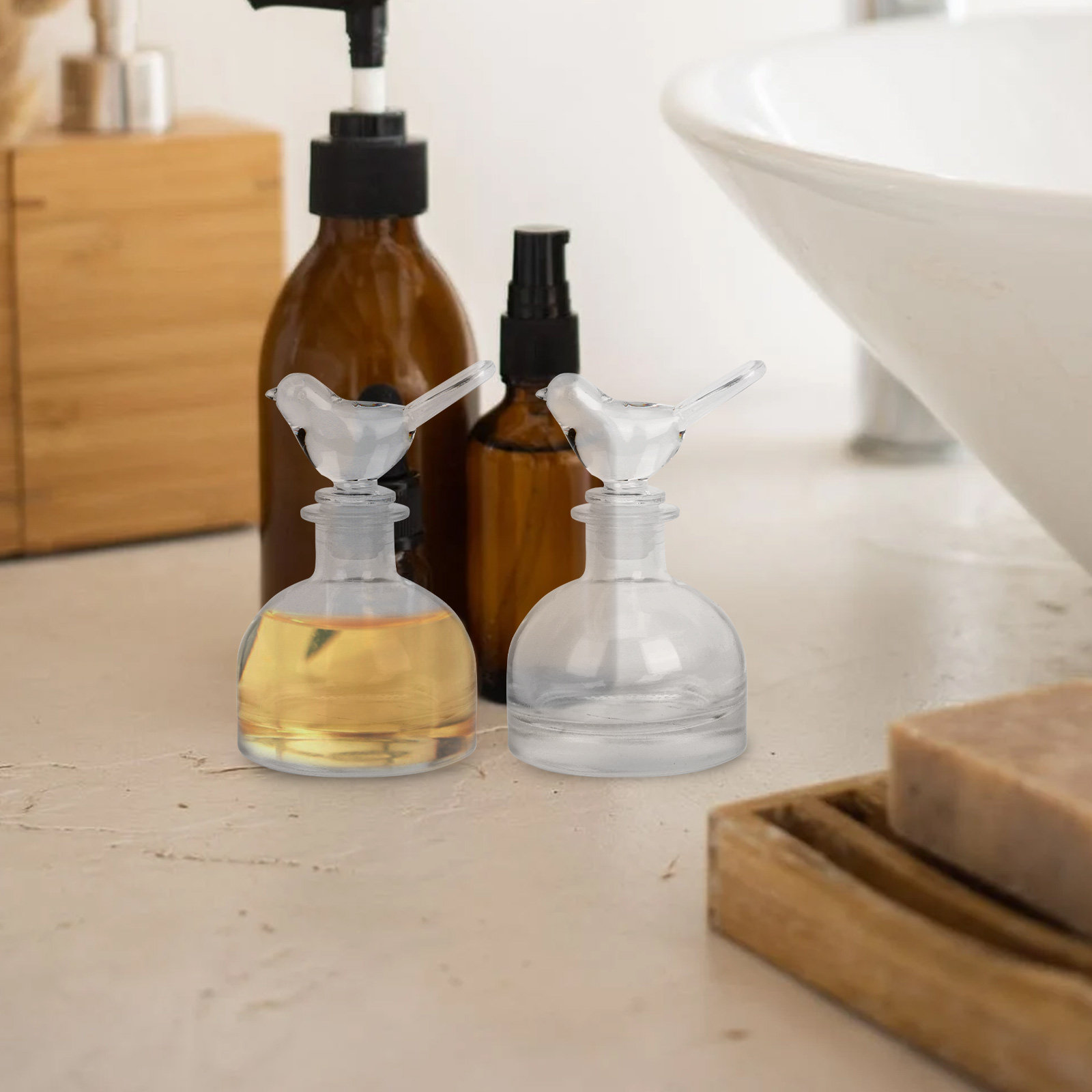 2 個のガラス香水瓶プレミアムクリア頑丈な家庭用車装飾フレグ - Fragrance In Home のレビューと価格