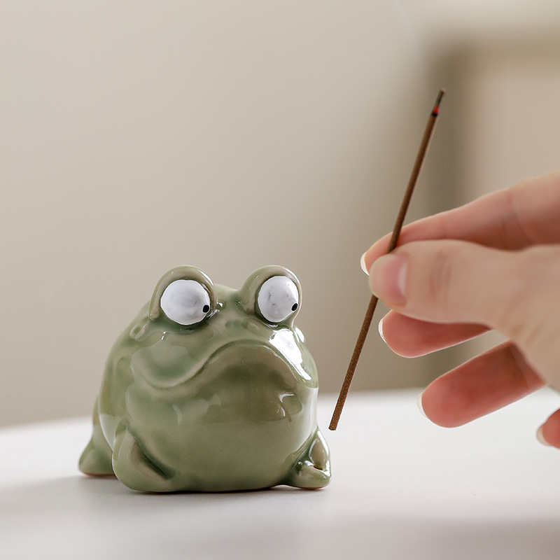 クリエイティブなセラミック製カエル型香炉、卓上禅ティーポット - Home Fragrance Zen のレビューと価格