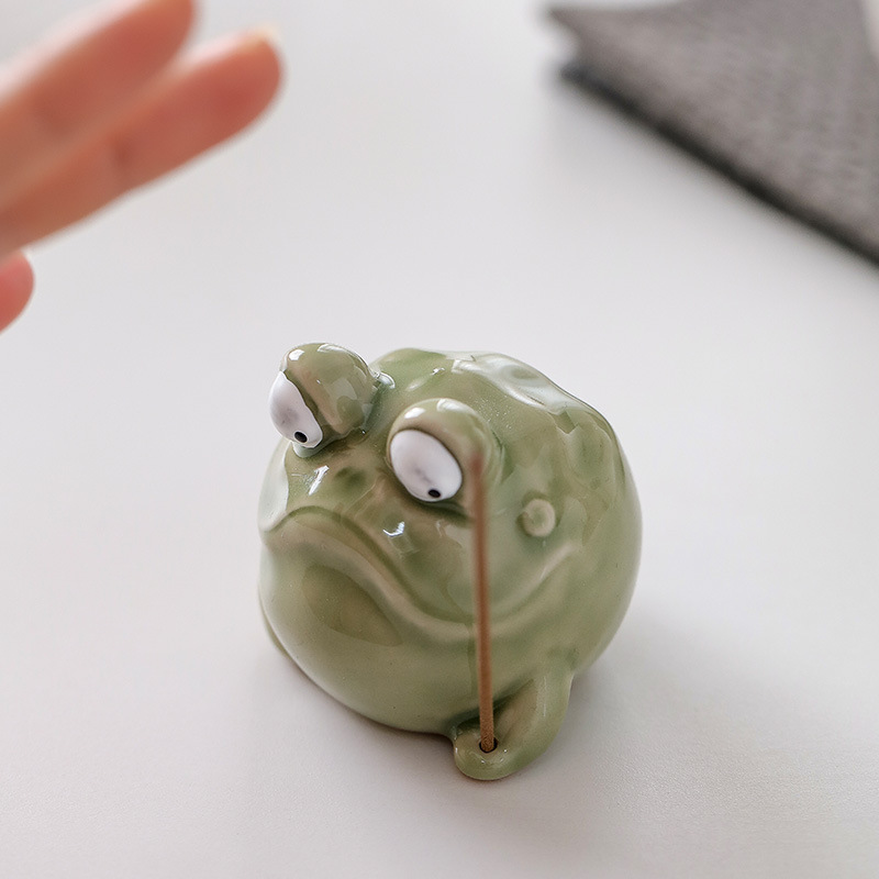 クリエイティブなセラミック製カエル型香炉、卓上禅ティーポット - Home Fragrance Zen のレビューと価格