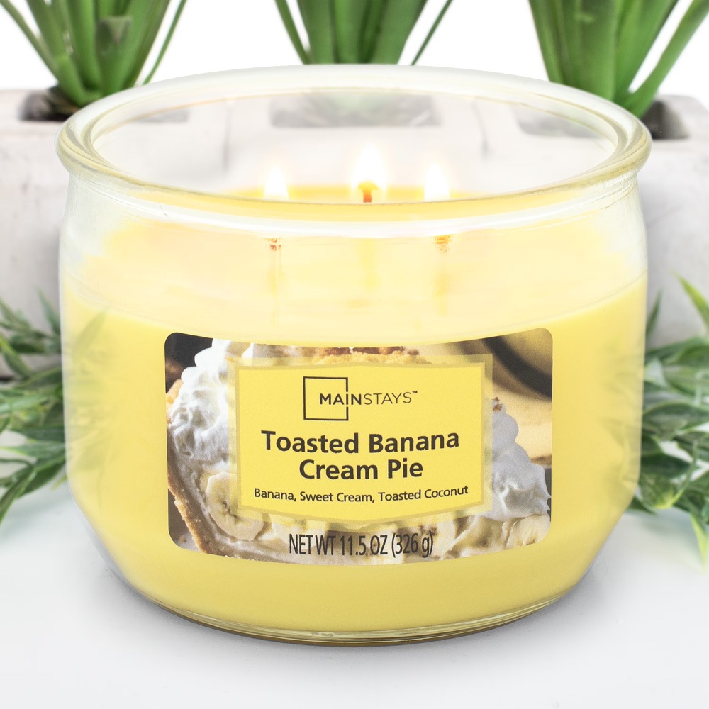 トーストバナナクリームパイの香りの大きな3芯キャンドル ホー - Fragrance In Home のレビューと価格