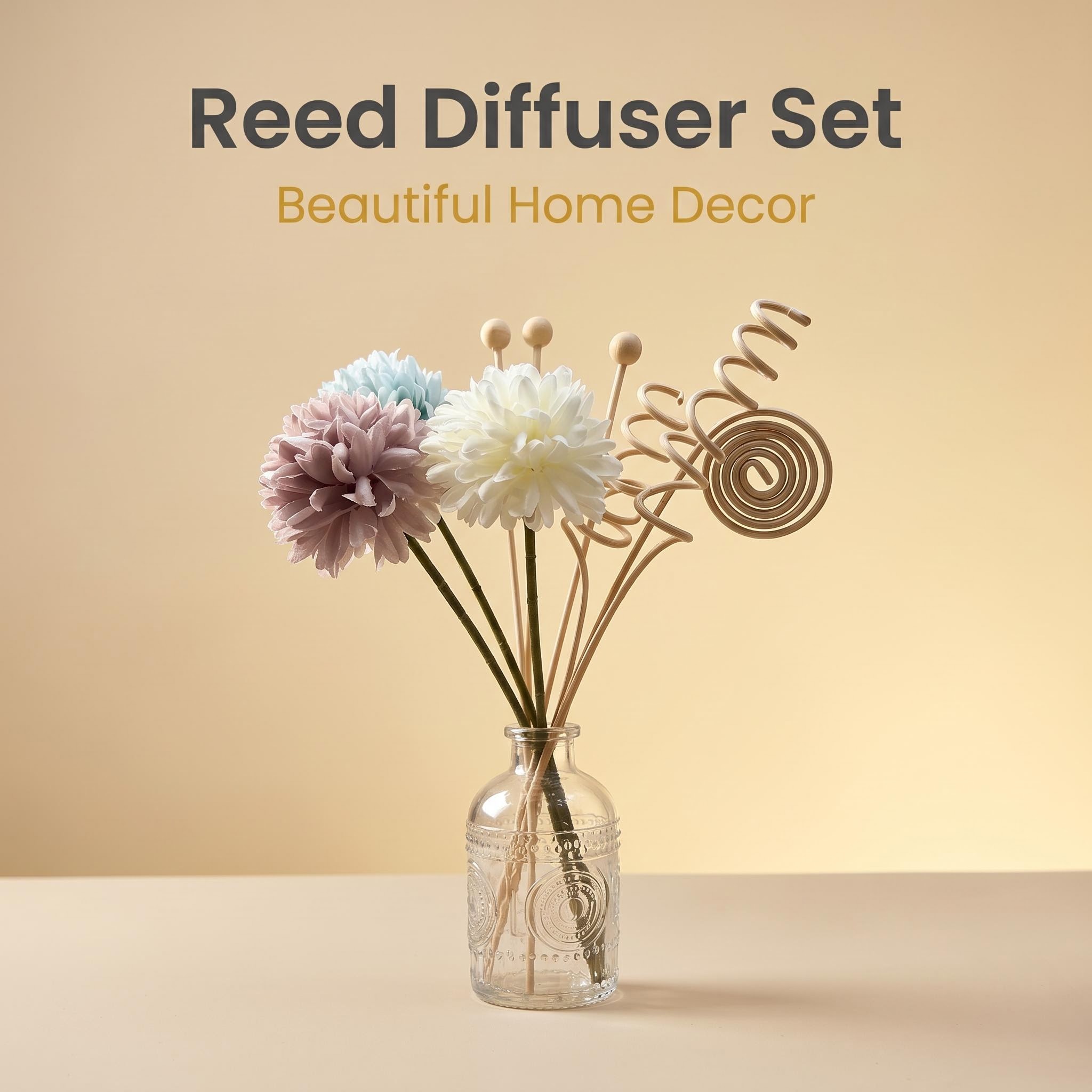DIYディフューザースティックセット、造花リードディフューザ - Home Fragrance Set のレビューと価格