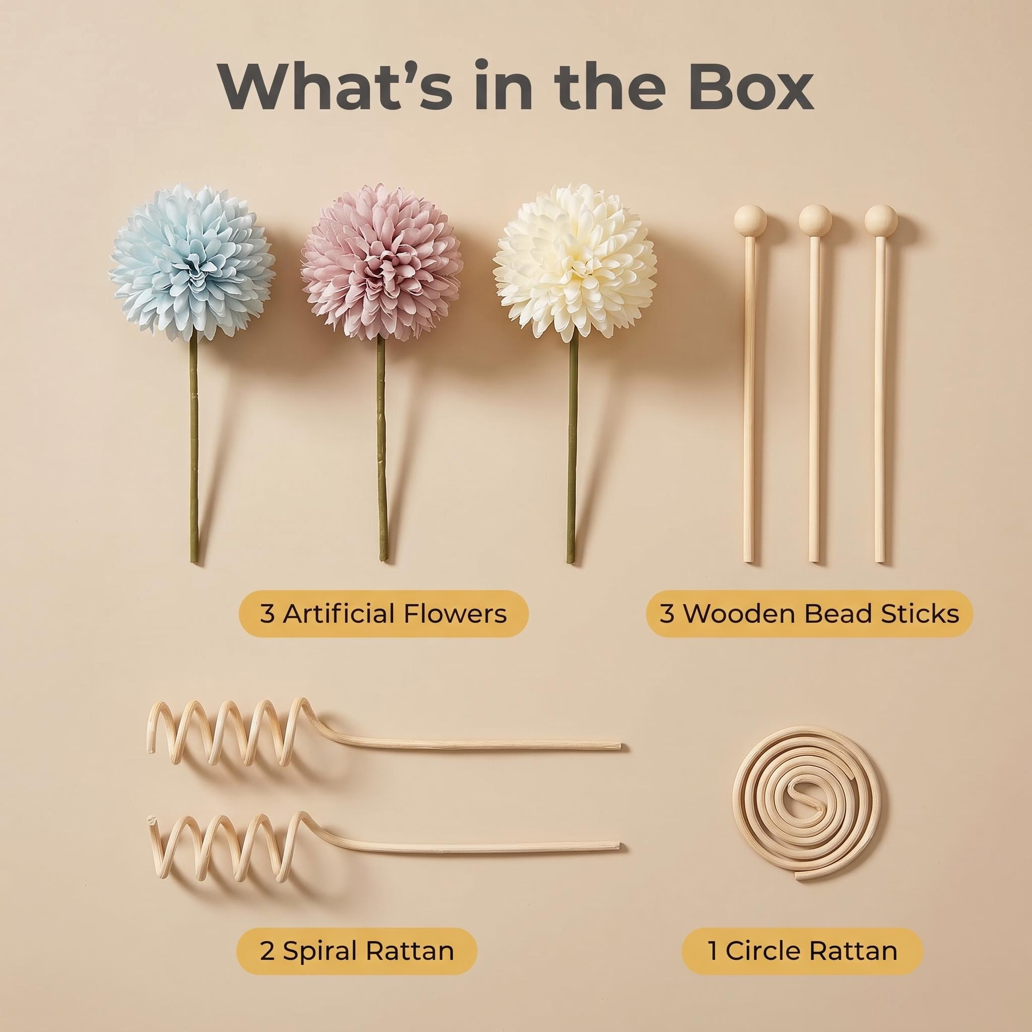 DIYディフューザースティックセット、造花リードディフューザ - Home Fragrance Set のレビューと価格